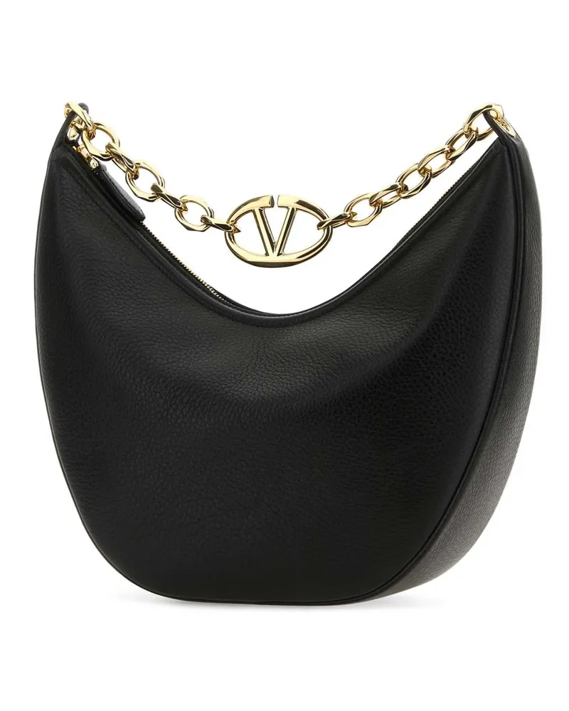 Valentino Garavani Women's Black Leather Medium Hobo Vlogo Moon Shoulder Bag Nero Calf - Bos Taurus Borse A Mano Black