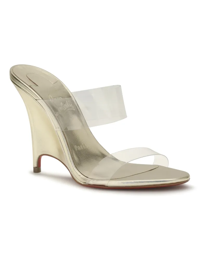Christian Louboutin Women's Solo Zee Mules Platine-Lin Platine Sandal Platine/lin Gold