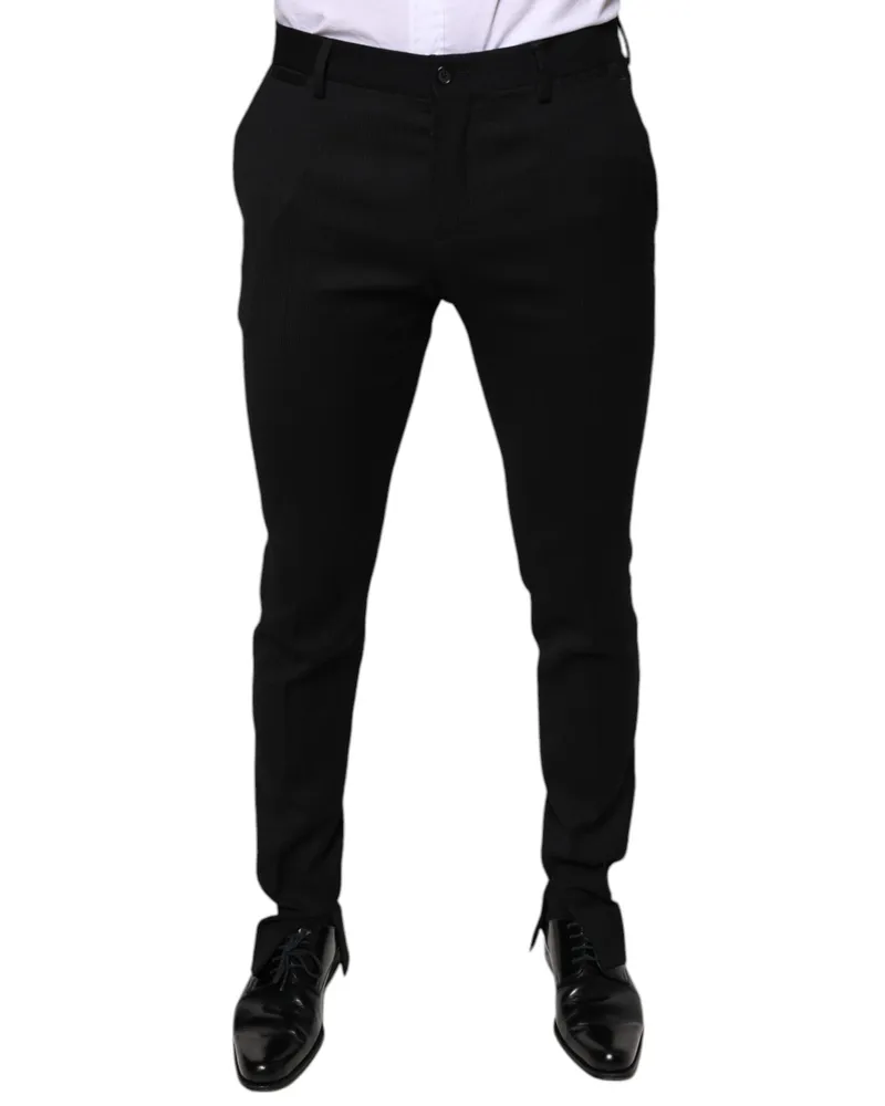 Dolce & Gabbana Men's Black Wool Skinny Formal Dress Pants Virgin Elastane Black