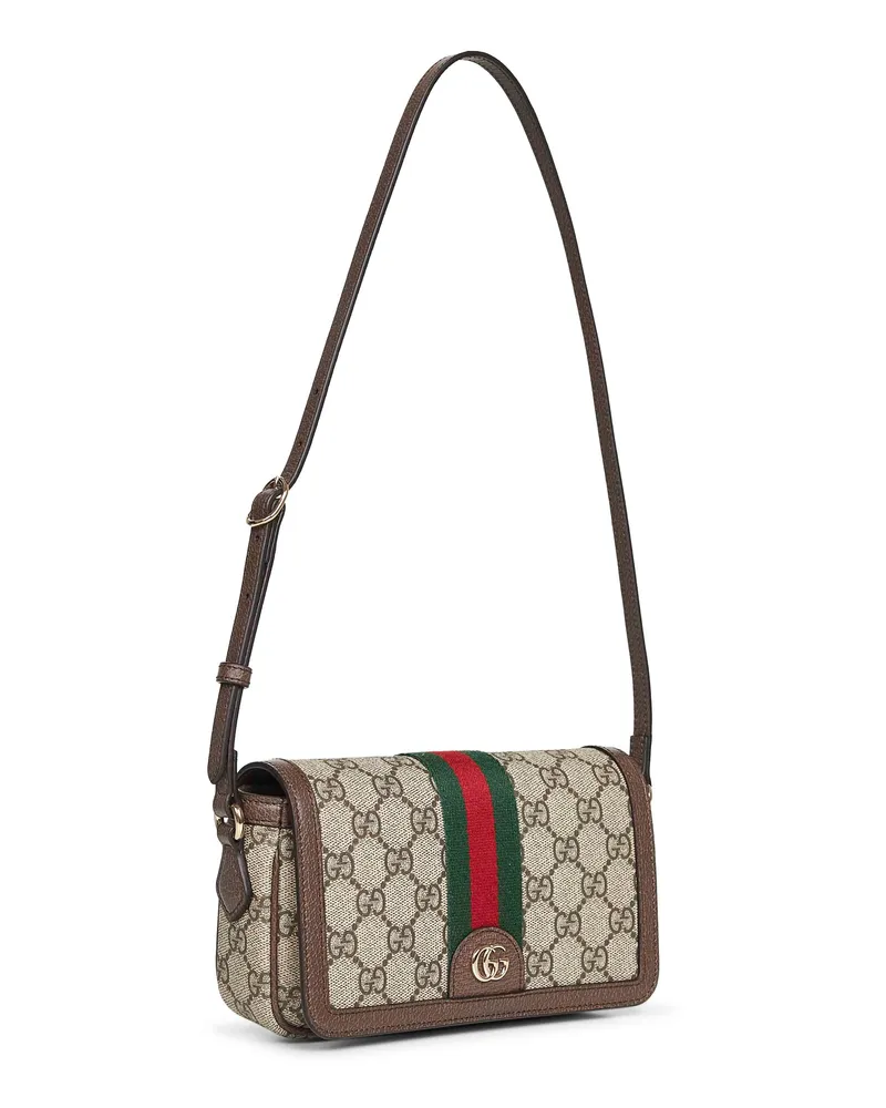 Gucci Women's Ophidia Mini Shoulder Bag Beige And Dark Brown Polyurethane Beige