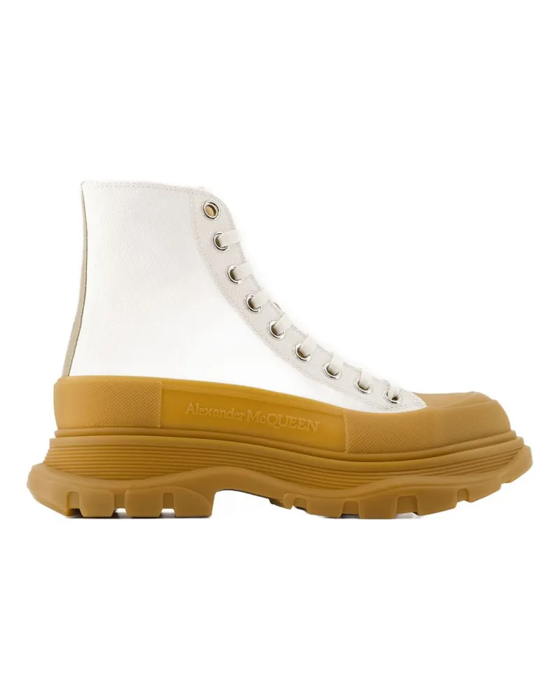 Alexander McQueen Women's Tread Ankle Boots -  Calfskin Beige Shoes Ankle-Boots Beige