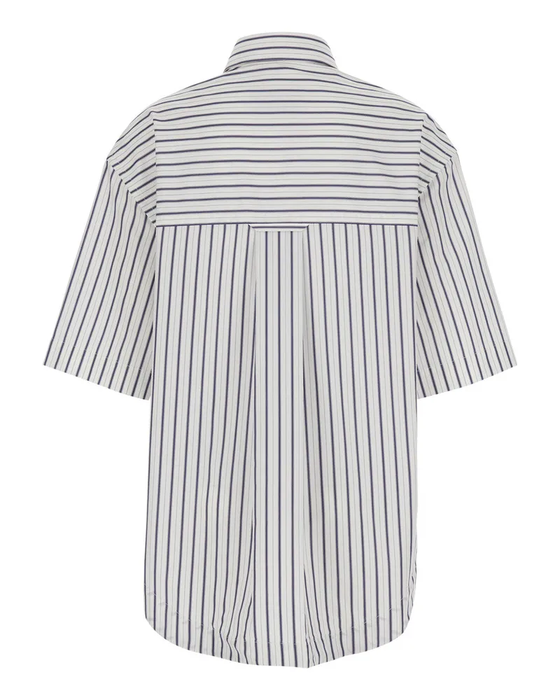 AMI Paris Women's Shirt White Striped Cotton Blouses White