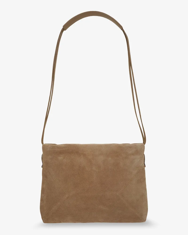 Brunello Cucinelli Women's Suede Shoulder Bag With Logo Beige Beige