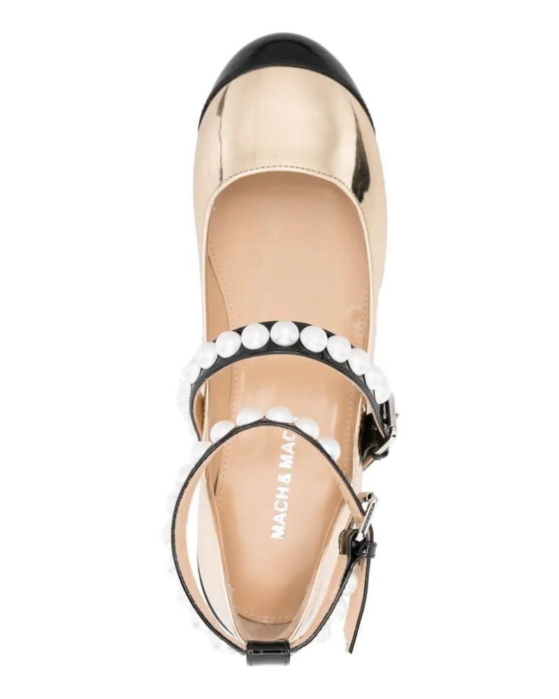 Mach & Mach Two-Tone Patent Leather Ballerina Flat — Gold Gold