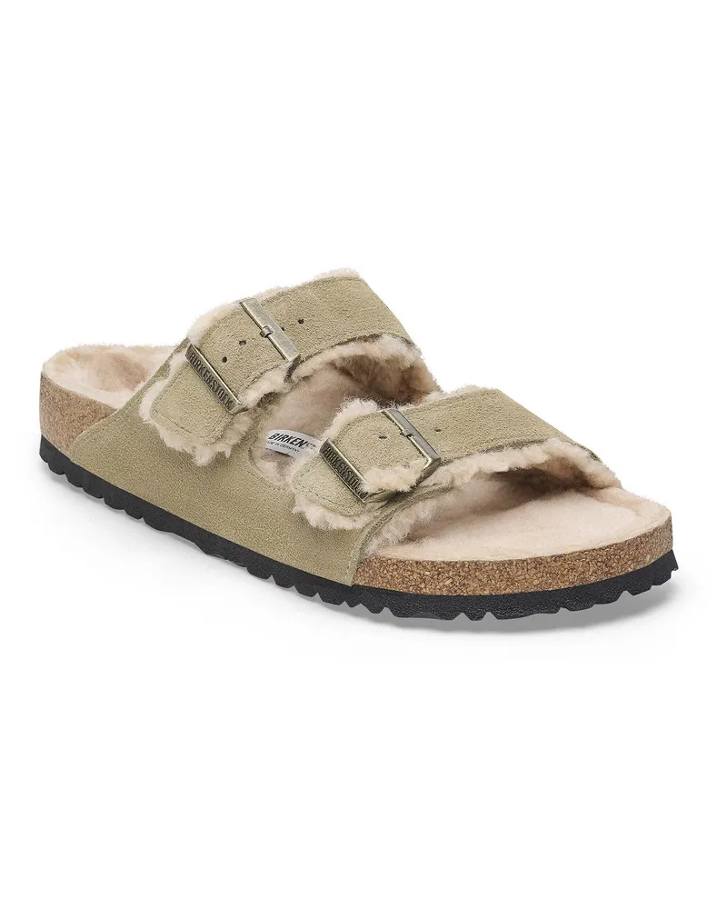Birkenstock Women's Slides Arizona Taupe Suede Leather Sandal Taupe
