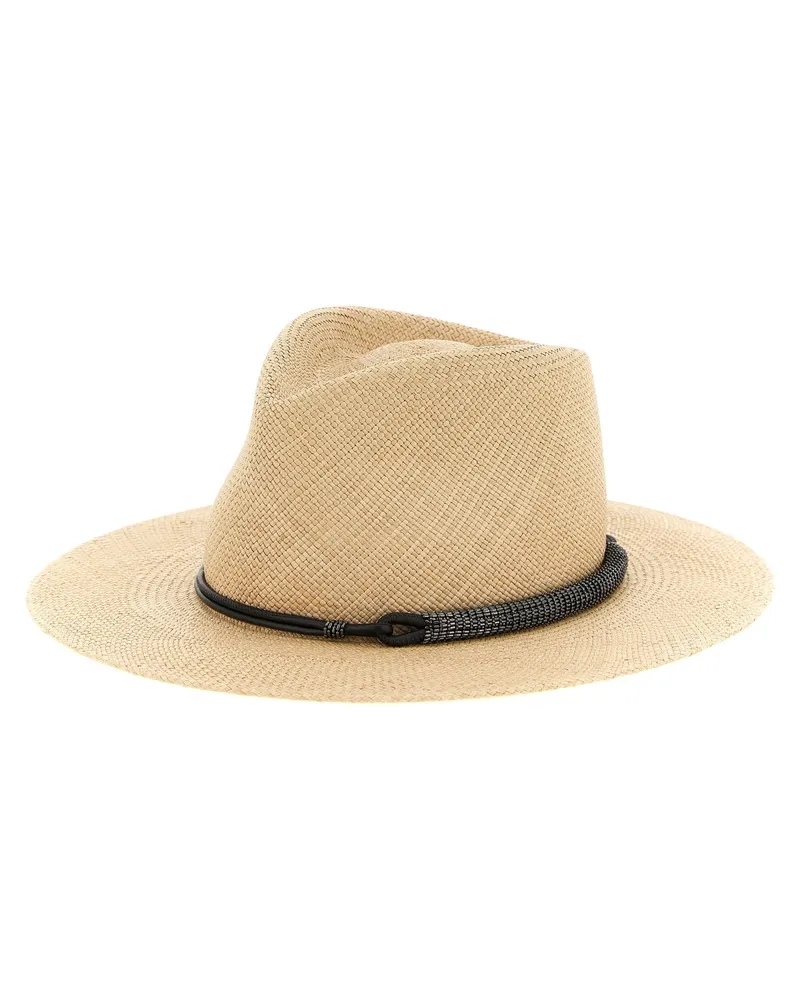 Brunello Cucinelli Woven Raffia Fedora — Natural Natural