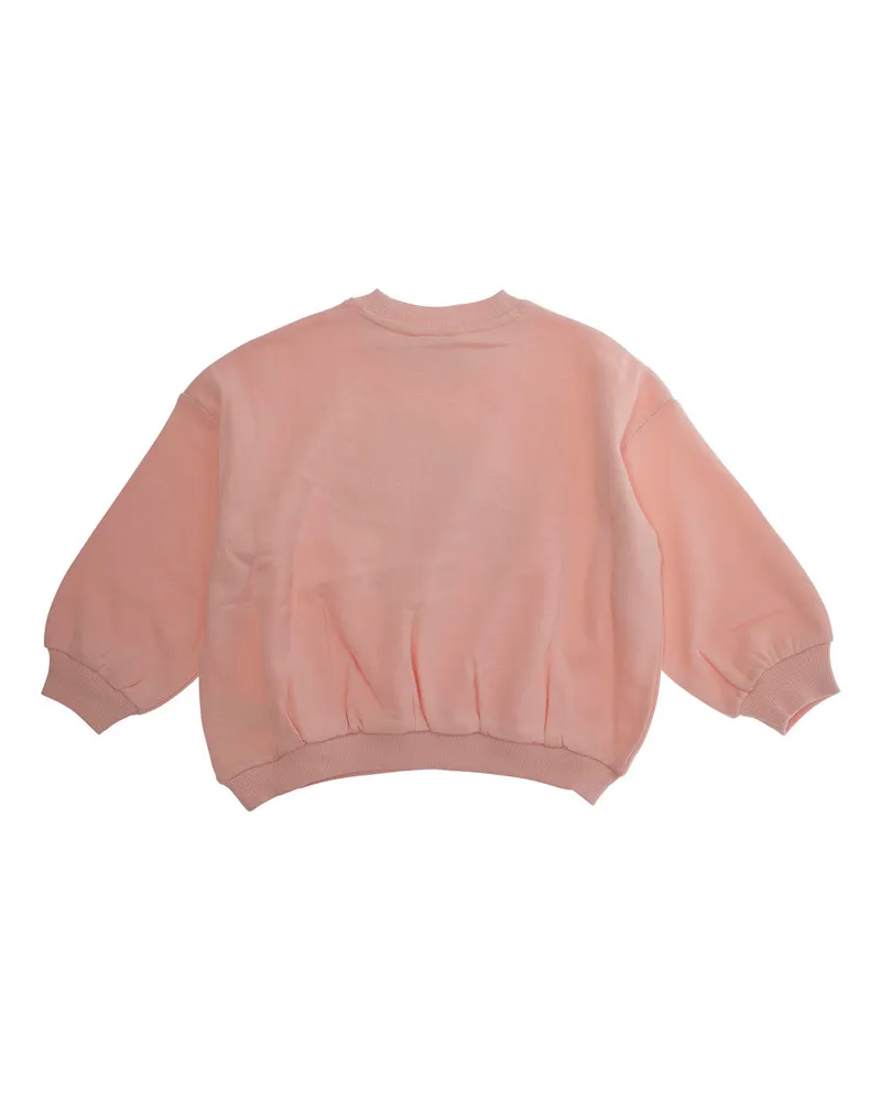 Mini Rodini Unisex Pink Crewneck Sweatshirt With Maxi Print Cotton Hoods & Sweatshirts Pink