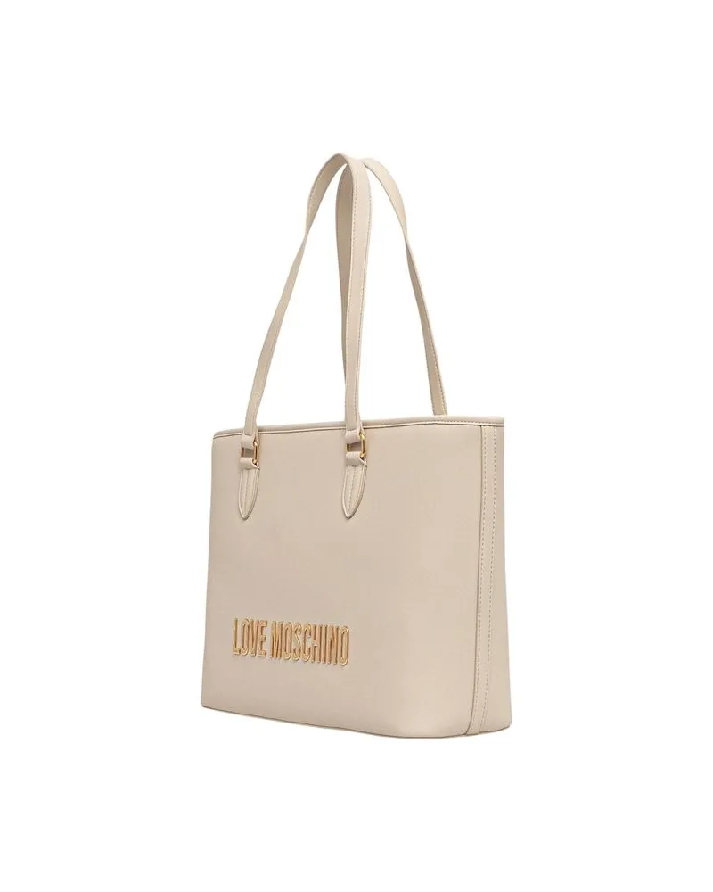 Moschino Women's Logo-Embossed Tote Beige Polyurethane Beige