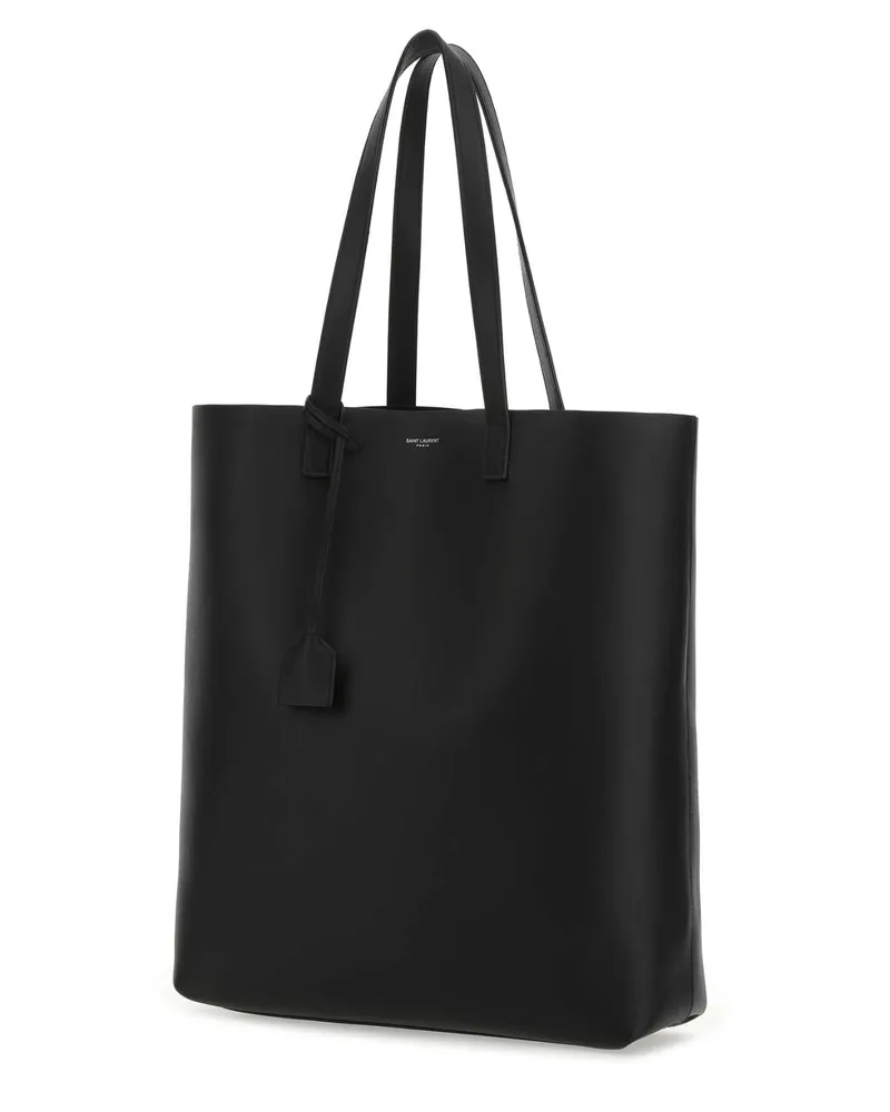 Saint Laurent Men's Black Leather Bold Shopping Bag 1000 Calf Skin Borse A Mano Black