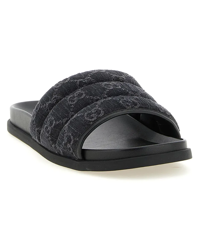 Gucci GG Quilted Denim Slides — black Black