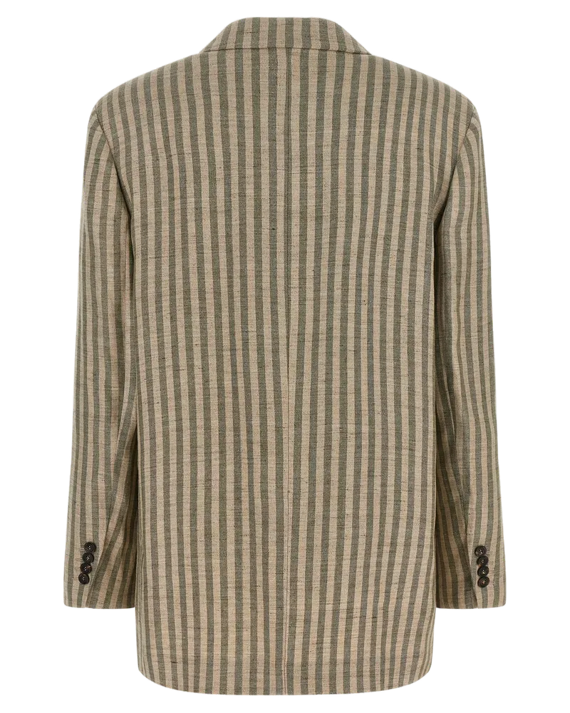 Brunello Cucinelli Women's Bicolor Linen Blazer Clothing Green