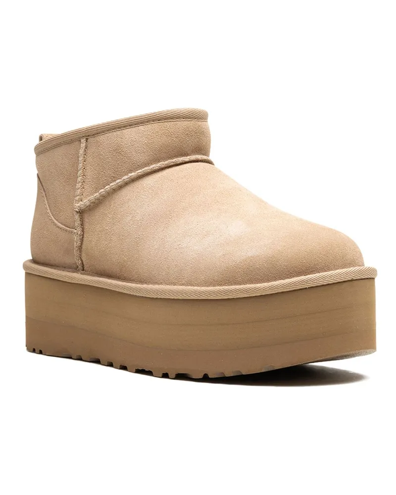 UGG Women's Ankle Boots Classic Ultra Mini Sand Leather Beige