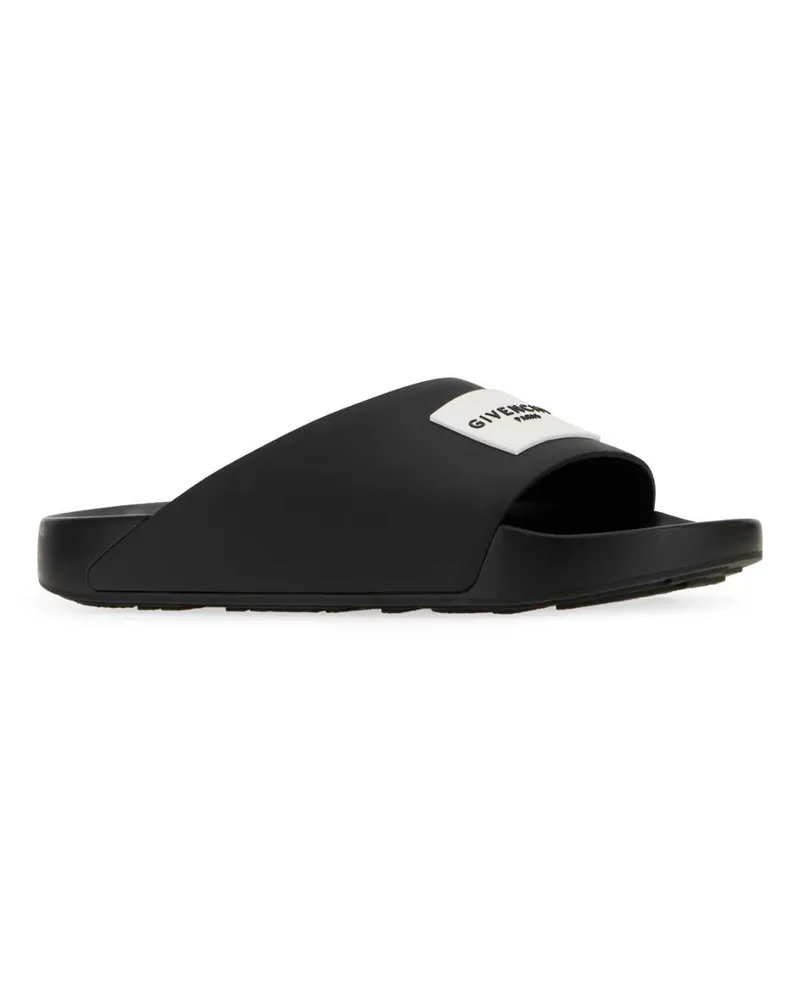 Givenchy Women's Black Rubber Label Slippers Flat Shoes Black