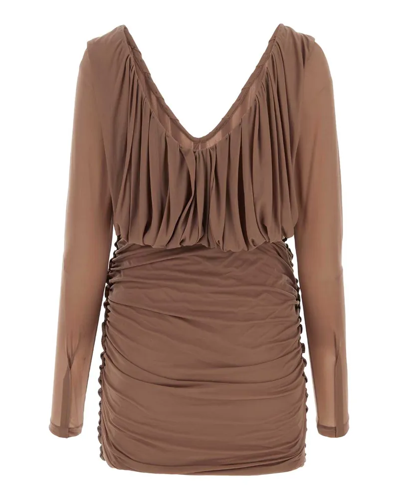 Saint Laurent Women's Biscuit Jersey Mini Dress 5762 Exterior: Cupro Abiti Beige