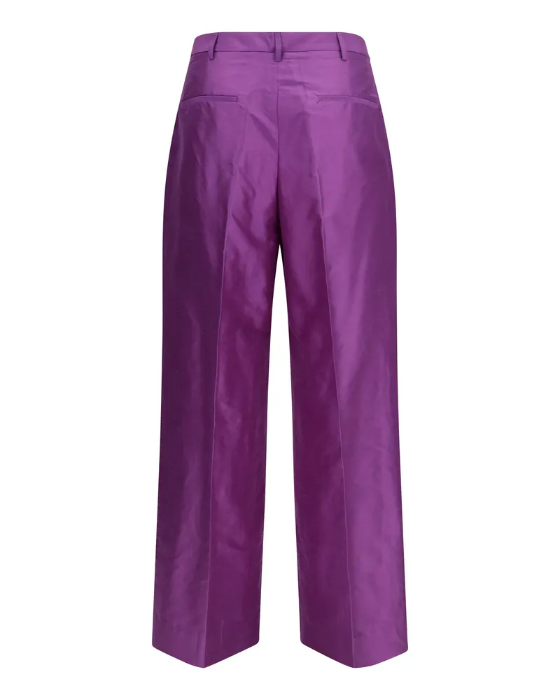 Sara Roka Women's Charlene Pants Purple Silk Trousers Purple