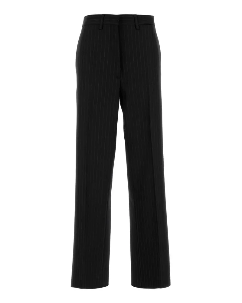 Miu Miu Embroidered Stretch Wool Trousers — Black Black