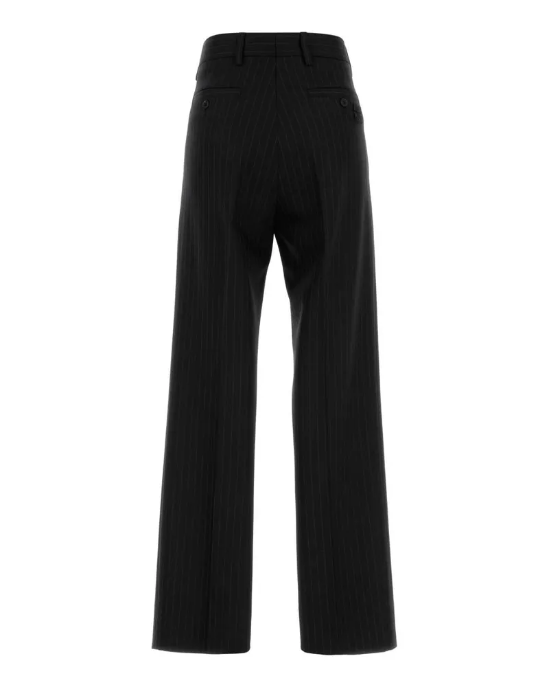 Miu Miu Women's Embroidered Stretch Wool Palazzo Pant Nero Pantaloni Black