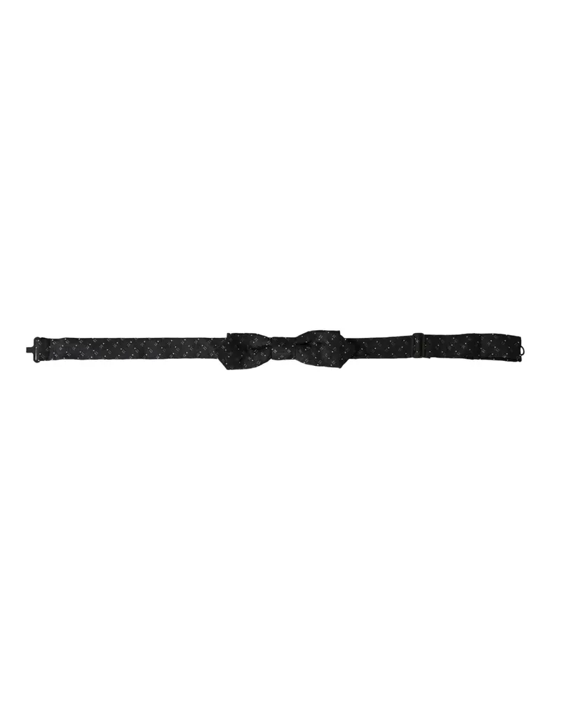 Dolce & Gabbana Black Silk Patterned Adjustable Neck Men Papillon Bow Tie Black