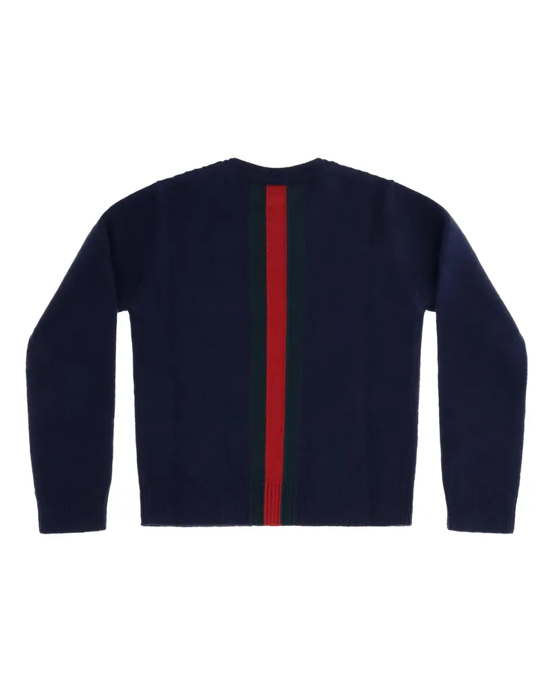 Gucci Web Stripe Wool Sweater For Girl Abyss Blue-Green-Red Merino Ovis Aries Sweatshirts Blue/green/red Navy