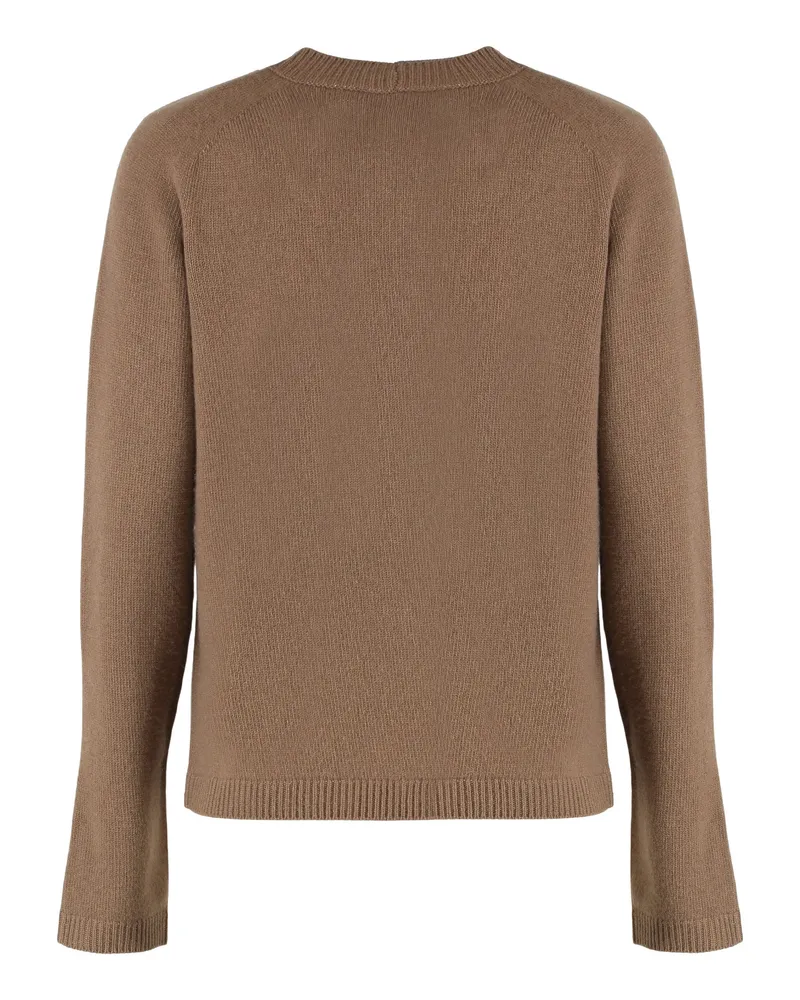 Max Mara Women's Crew Neck Wool Cashmere Sweater Camel Camel