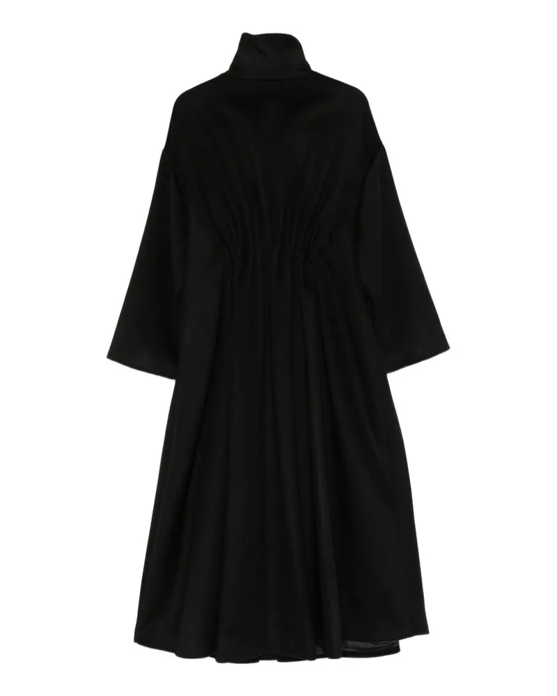 Emporio Armani Ruched Wool-Cashmere Coat — Black Black
