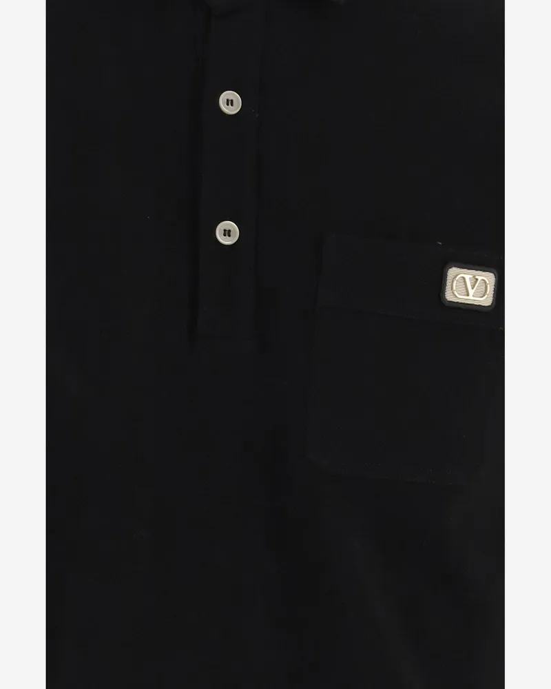 Valentino Garavani Men's Cotton Polo Shirt With Logo Black T-shirts And Polos Black