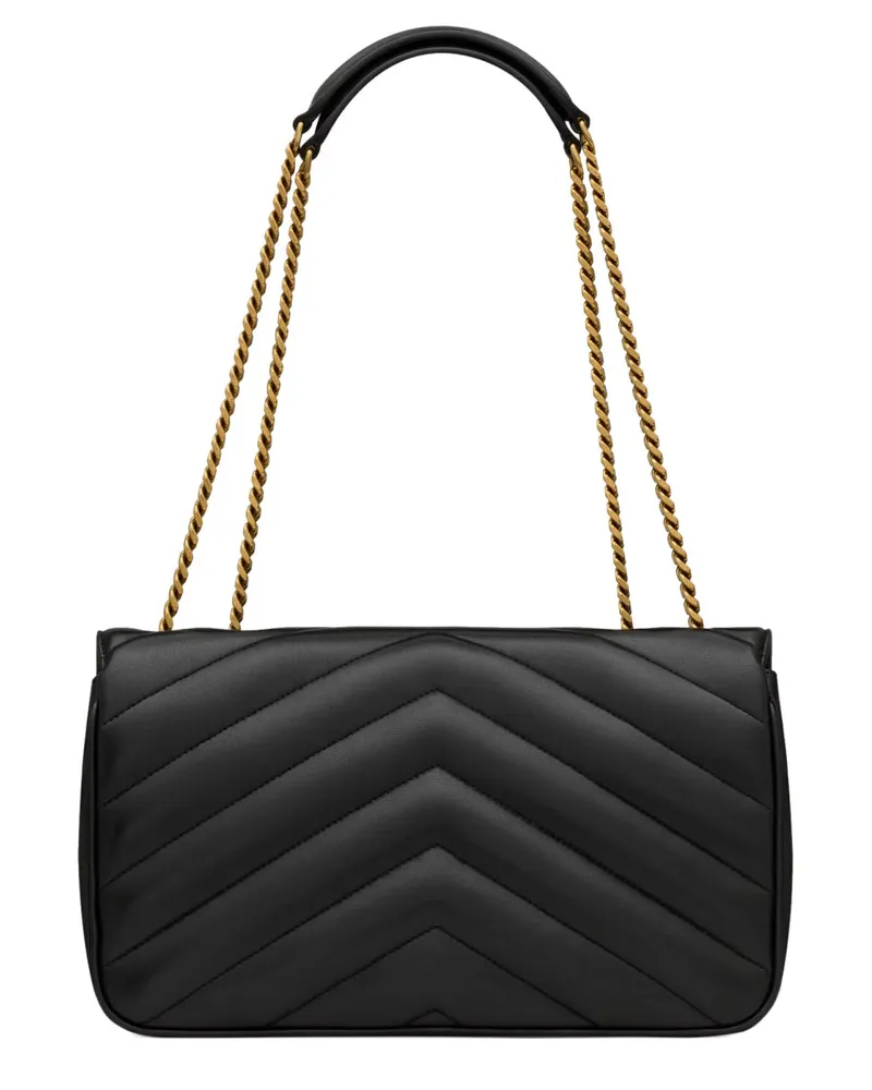 Saint Laurent Women's Loulou Medium Shoulder Bag Black Lamb Leather Black