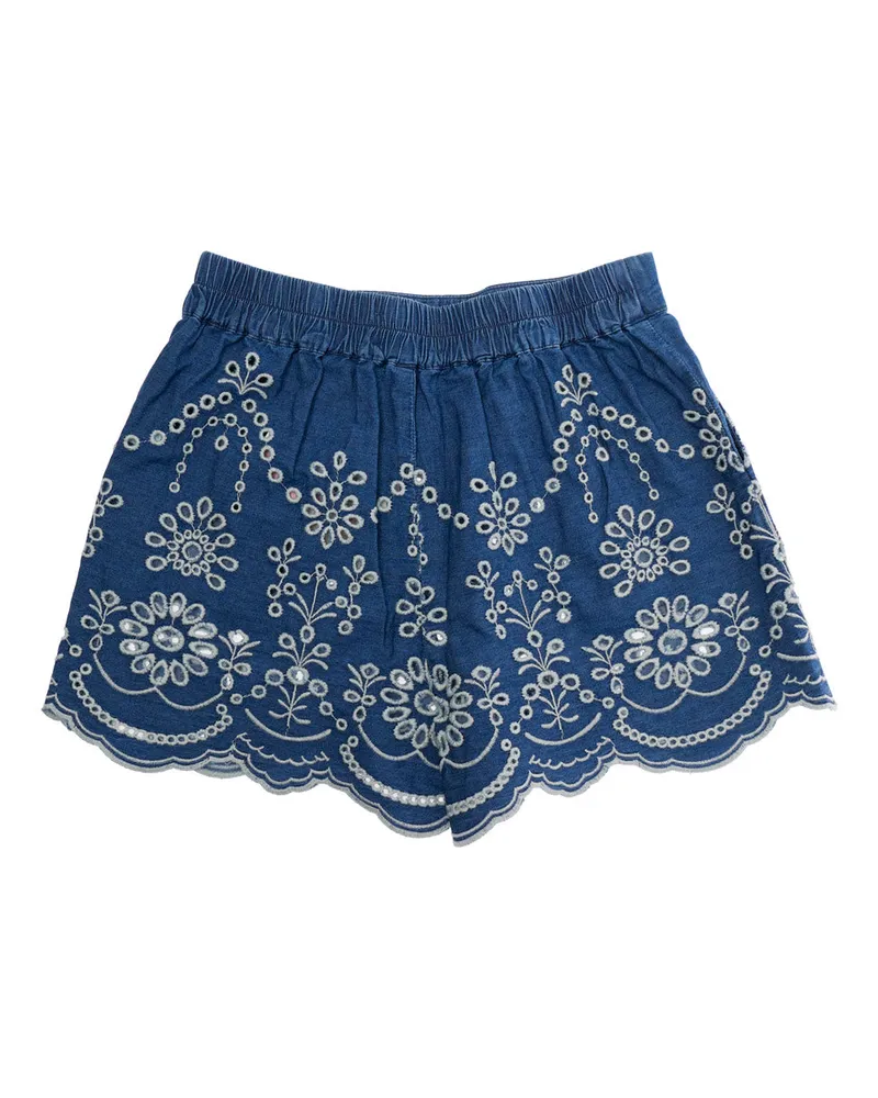 MC2 Saint Barth Girls' Shorts Amani Jr Chambray Blue Cotton Blue
