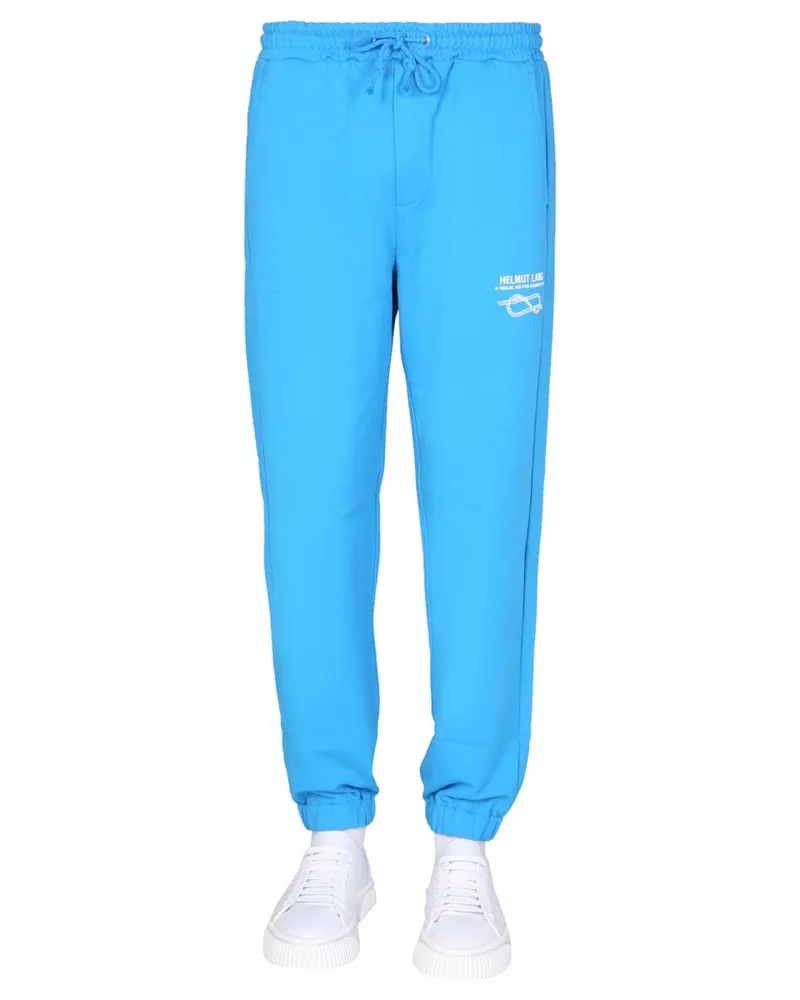 Helmut Lang Cotton Track Jogging Pants — Blue Blue