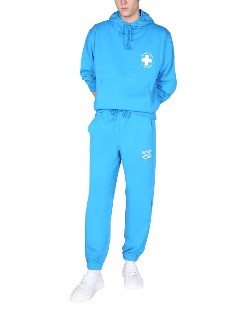 Helmut Lang Cotton Track Jogging Pants — Blue Blue