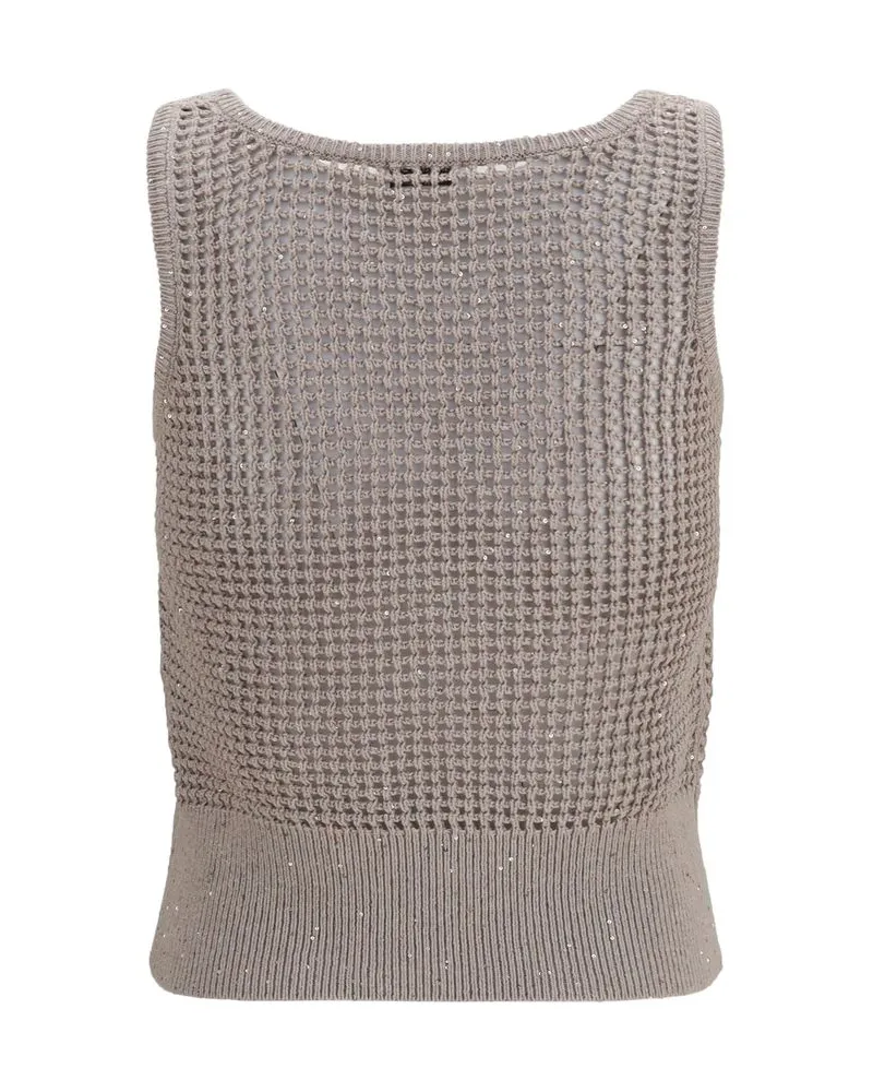 Brunello Cucinelli Women's Beige Cotton Tank Tops Beige
