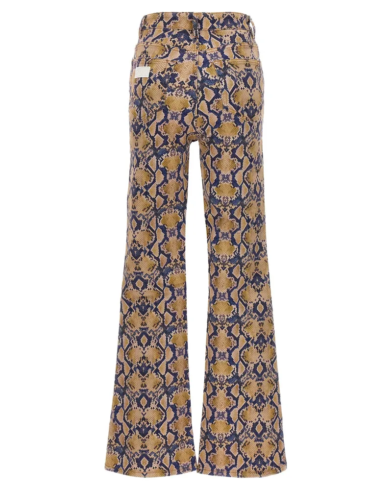 Ganni Python-Print Cotton Jeans — Gold Gold