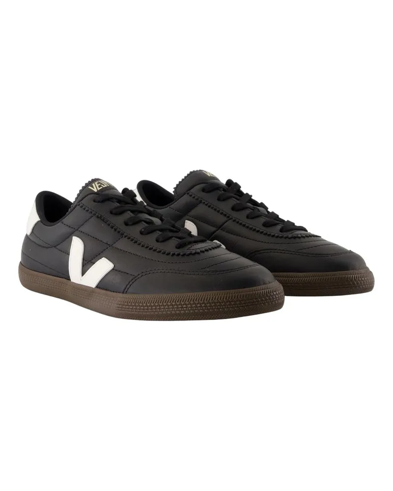 VEJA Unisex Panenka Sneakers -  Leather Black Calfskin Shoes Black