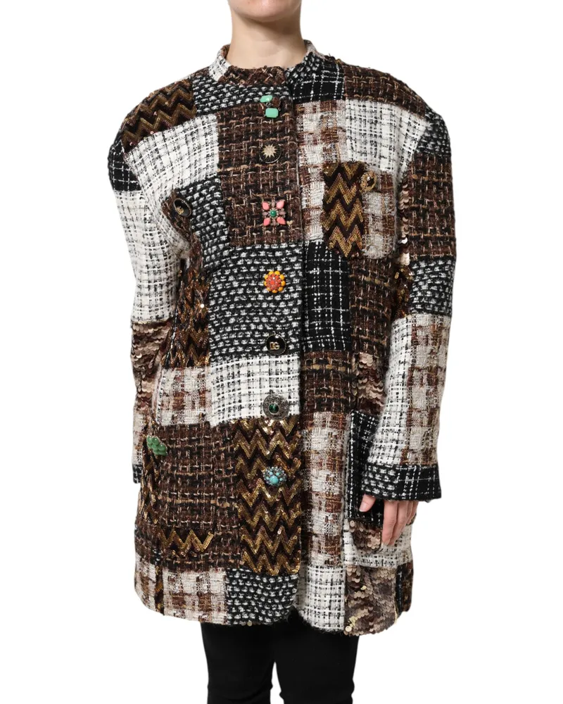 Dolce & Gabbana Women's Multicolor Patchwork Button Down Jacket Clothing Multicolor