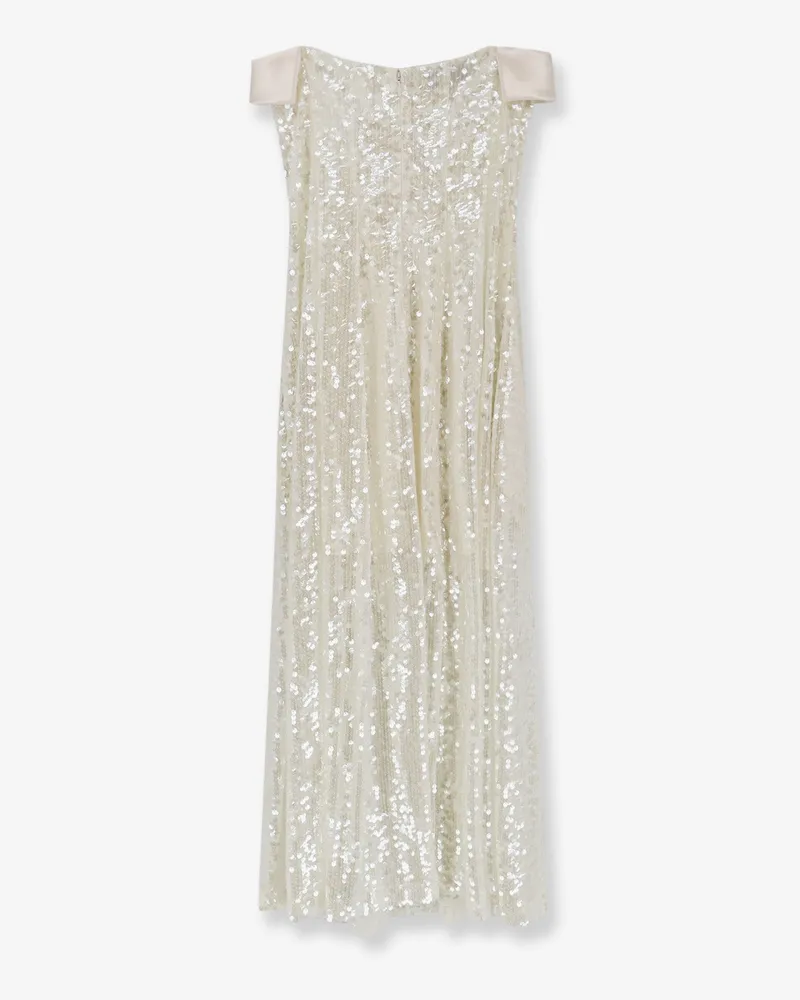 Alberta Ferretti Women's Dress With Sequin Embroidery White Polyester Evening Suits White