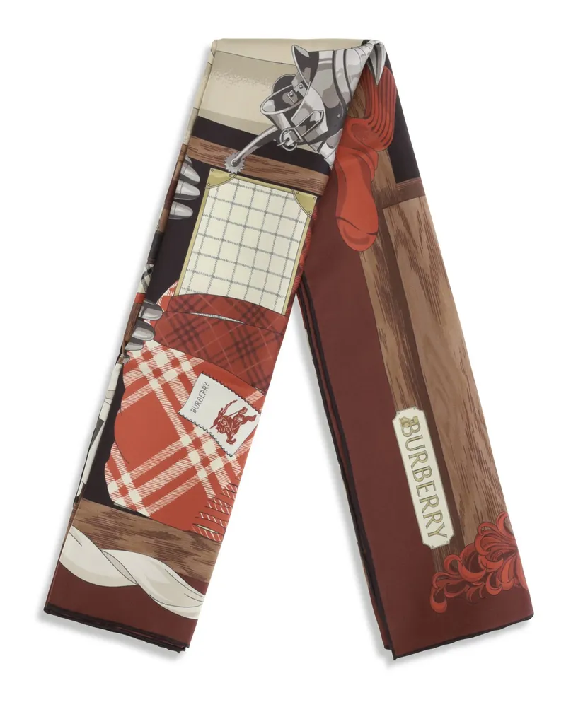 Burberry Men's Silk Scarf Oxblood Scarfs Red