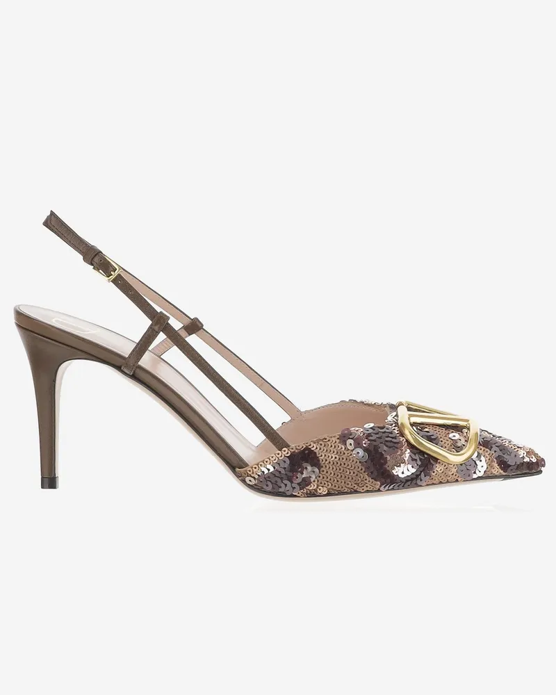 Valentino Garavani Women's Slingback Pumps Sequin Multicolour Leather And Mesh Multicolor