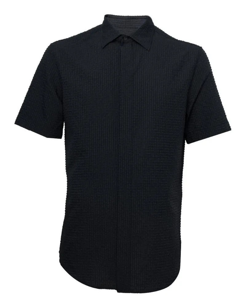 Emporio Armani Men's Short-Sleeve Shirt Grey Polyester Gray
