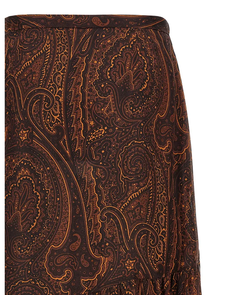 Etro Paisley Silk Skirt — Brown Brown