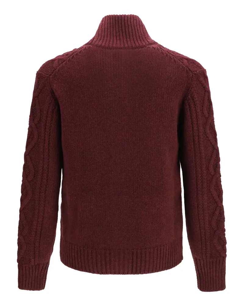 Brunello Cucinelli Men's Cable-Knit Cashmere Cardigan Deep Purple Kashmir-Capra Hircus Kashmir/capra Sweater Purple