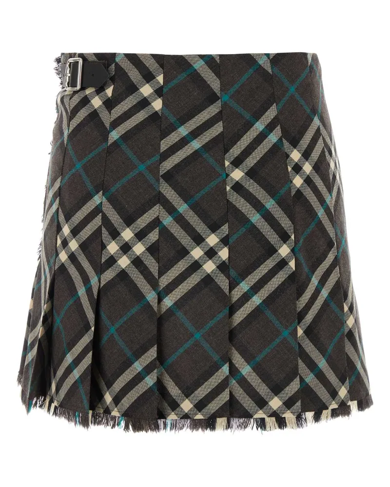 Burberry Women's Embroidered Polyester Blend Mini Skirt Snugipcheck Exterior: Wool Gonne Black