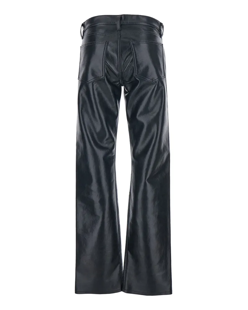 AGOLDE Women's Black Pants With Belt Loops Leather Blend Recycled Trousers Black