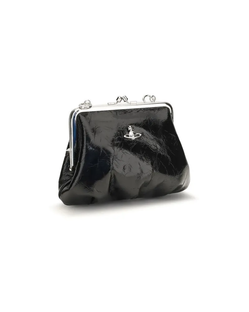 Vivienne Westwood Calfskin Leather Clutch — Black Black