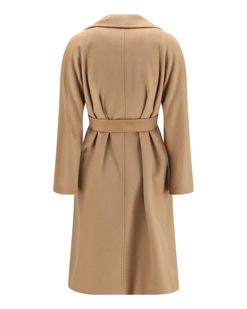 Max Mara Women's Peak Lapel Coat Cammello Fleece Wool Ovis Aries Beige