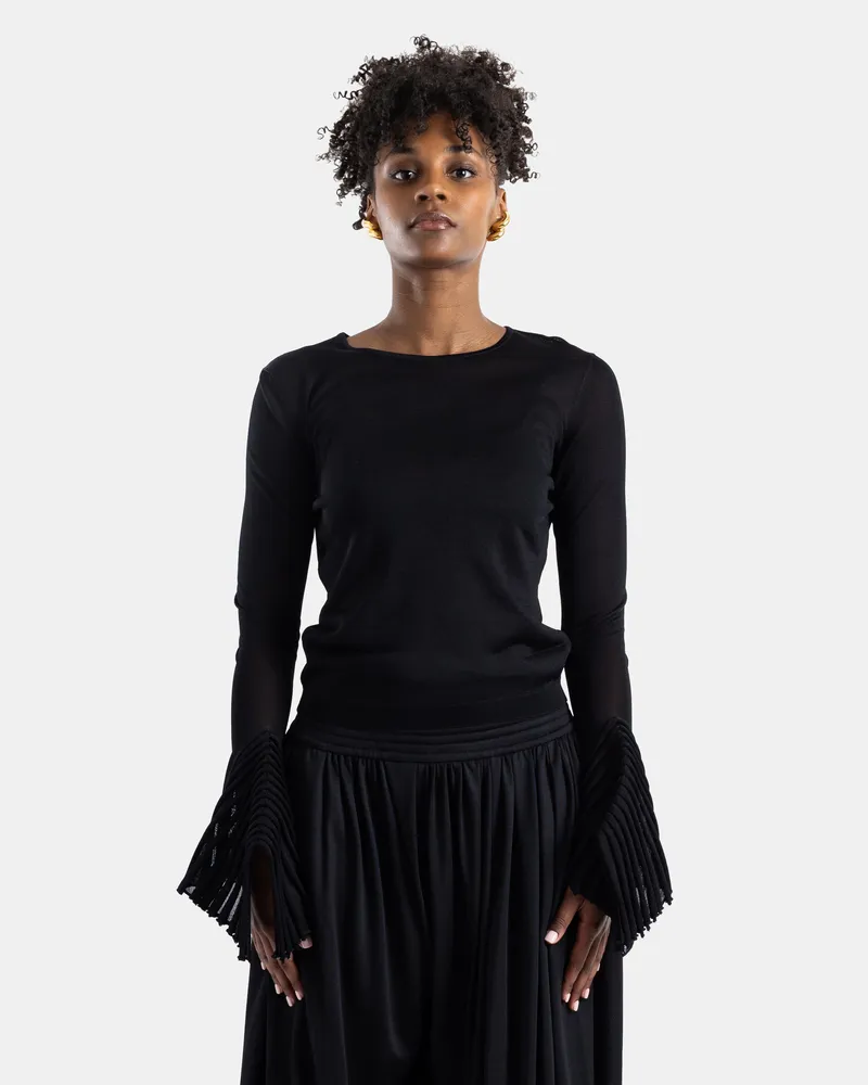 Alaïa Women's Flared-Sleeve Top Black Black
