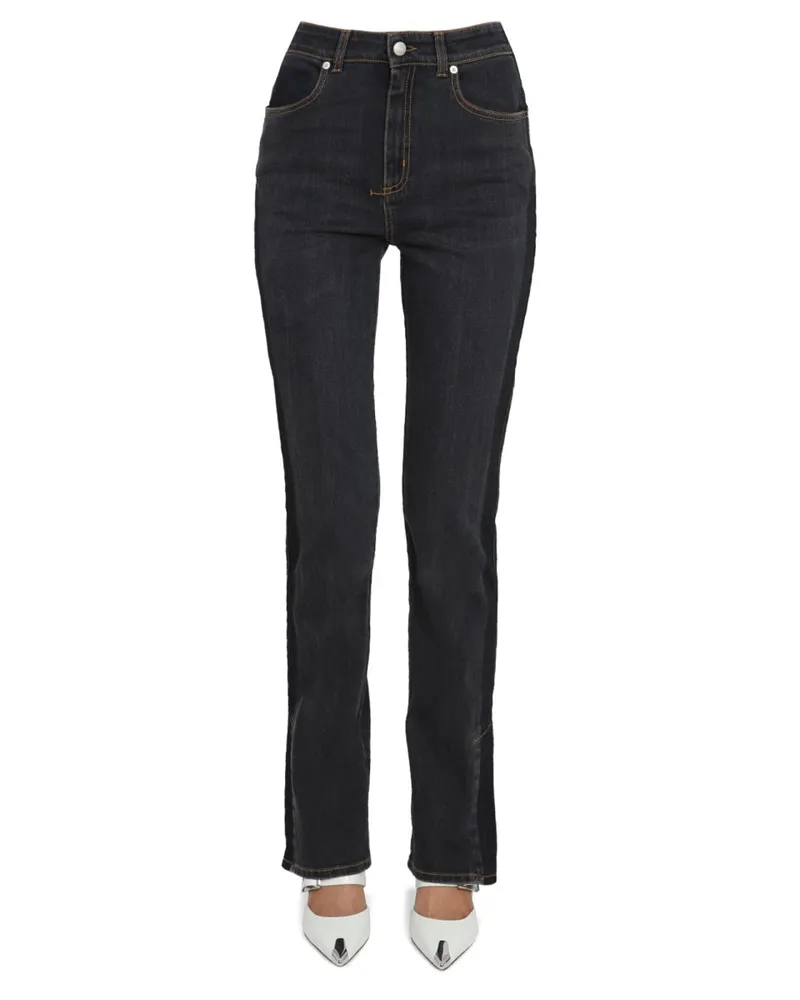 Alexander McQueen Wide Leg Cotton Jeans — Black Black
