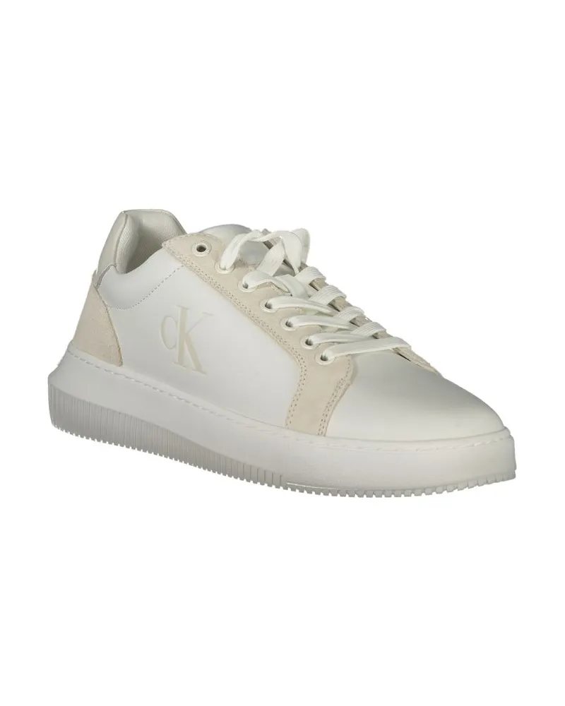 Calvin Klein Leather and Polyurethane Sneaker — White White