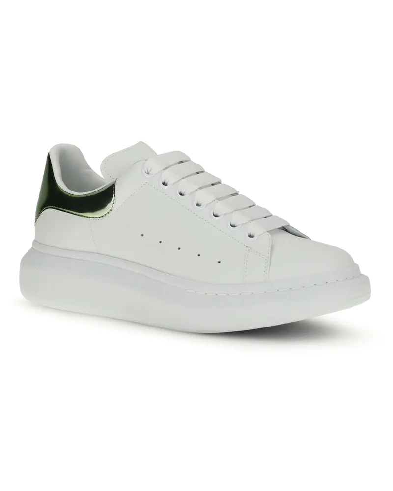 Alexander McQueen Men's Leather Sneakers White-Green White/green White