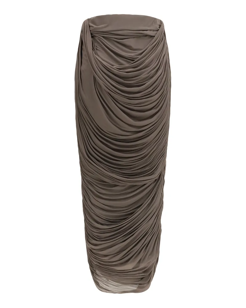 Magda Butrym Women's Midi Skirt Draped Silk Brown Cupro Brown