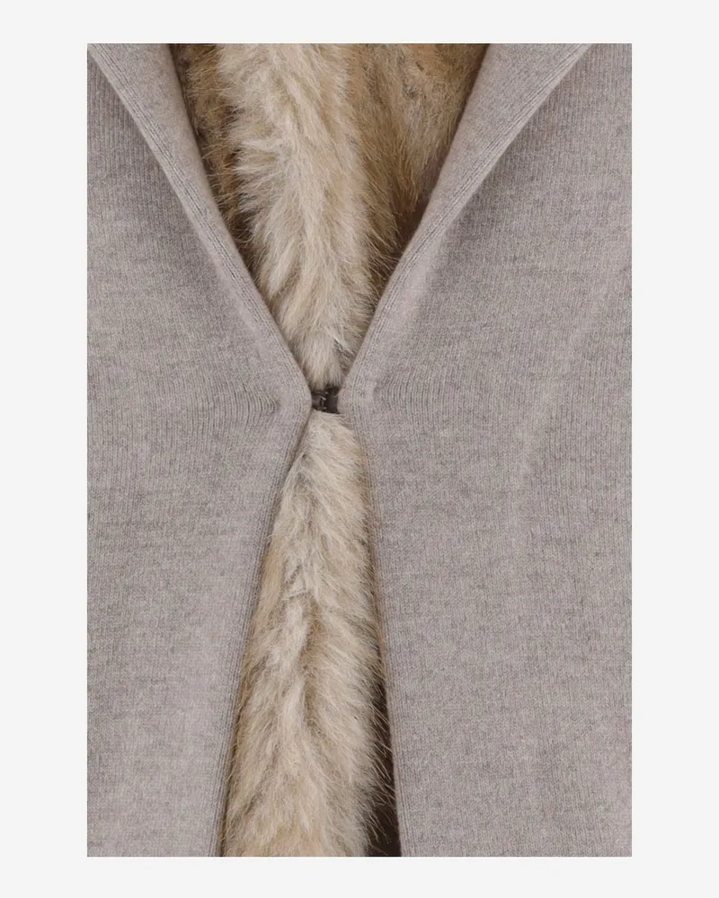 Bruno Manetti Women's Wool And Cashmere Jacket With Fur Beige Virgin Beige